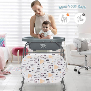 Portable Baby Changing Table with Storage Basket and Shelves-Gray view 2