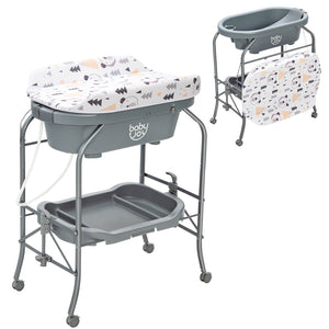 Portable Baby Changing Table with Storage Basket and Shelves-Gray view 8
