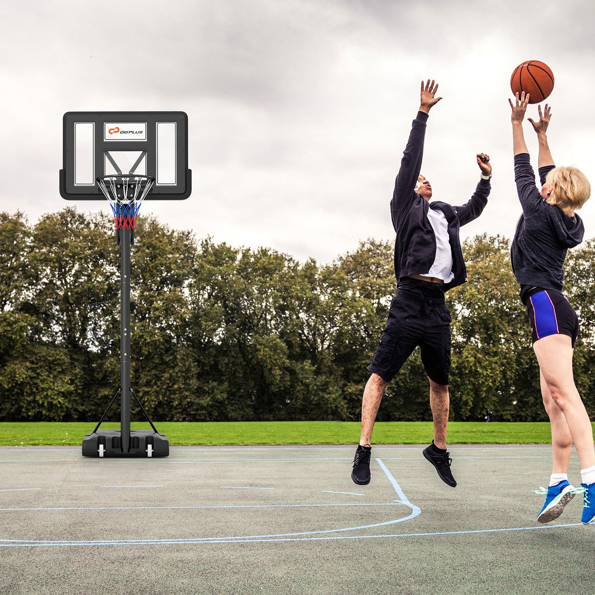 Portable Basketball Hoop with 4.6 to 10 Feet 10-Level Height Adjustable view 2