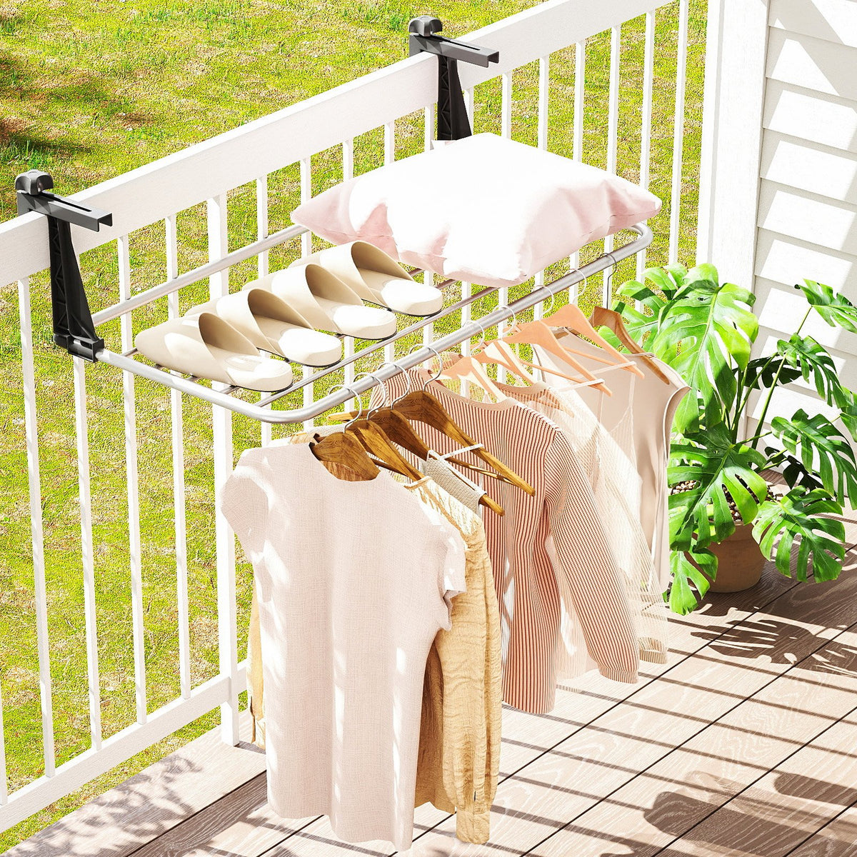 Portable Clothes Drying Rack Aluminum Towel Rack with Adjustable and Foldable Brackets view 3