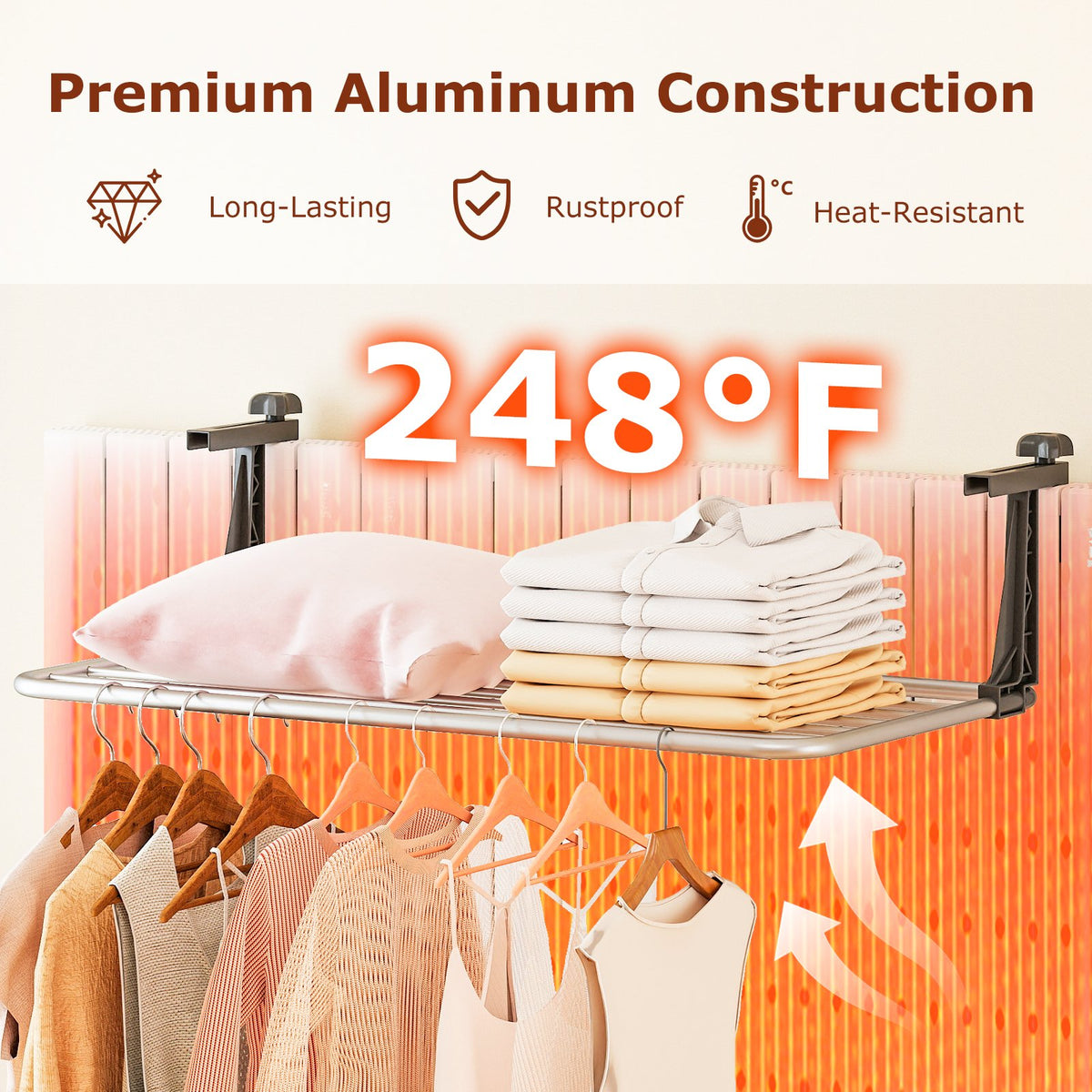 Portable Clothes Drying Rack Aluminum Towel Rack with Adjustable and Foldable Brackets view 6