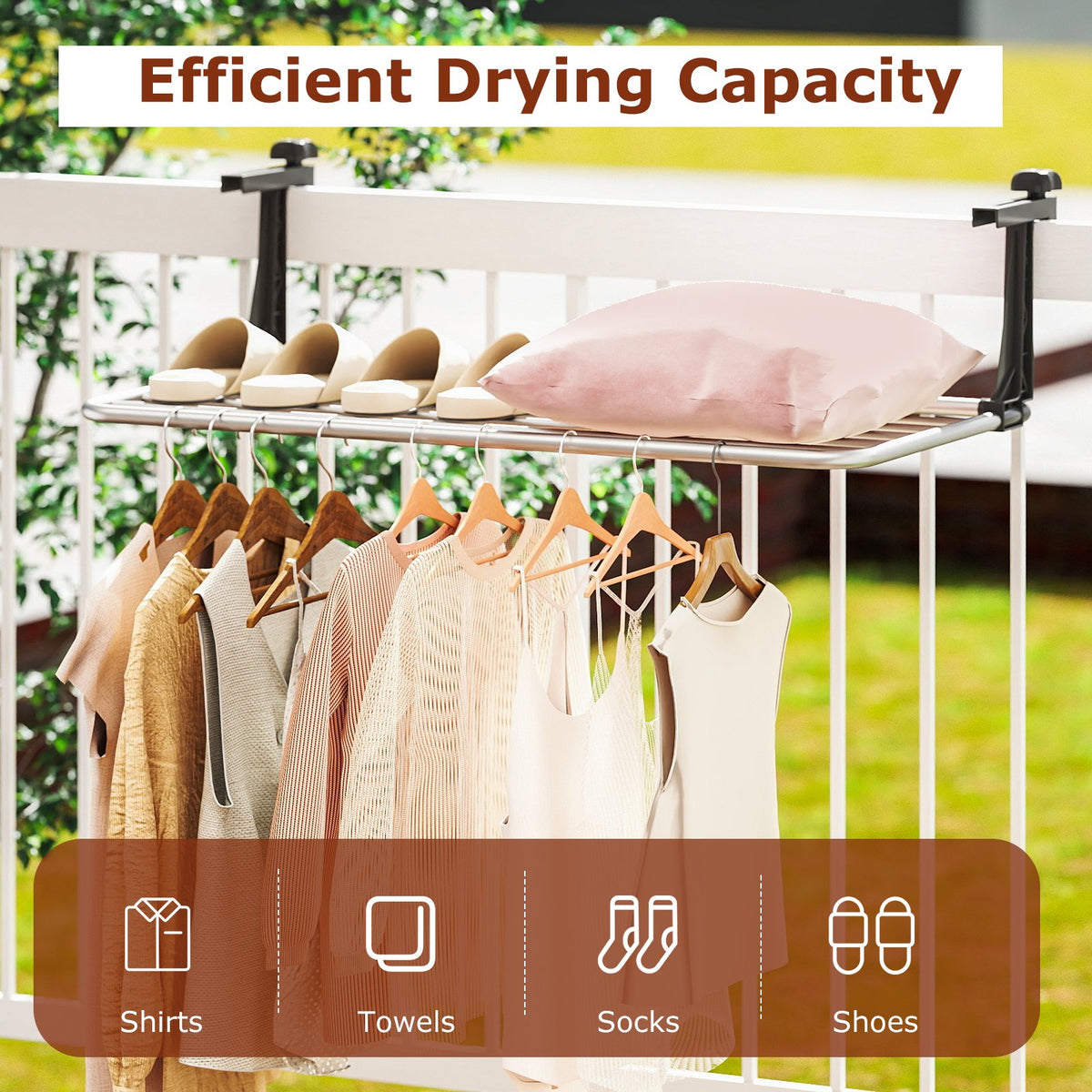 Portable Clothes Drying Rack Aluminum Towel Rack with Adjustable and Foldable Brackets view 8
