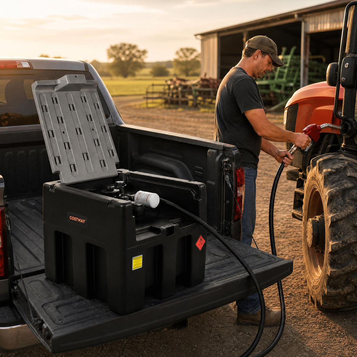 Portable Diesel Tank 53 Gallon with 13.2 GPM Flow Rate for Transportation-Black view 2