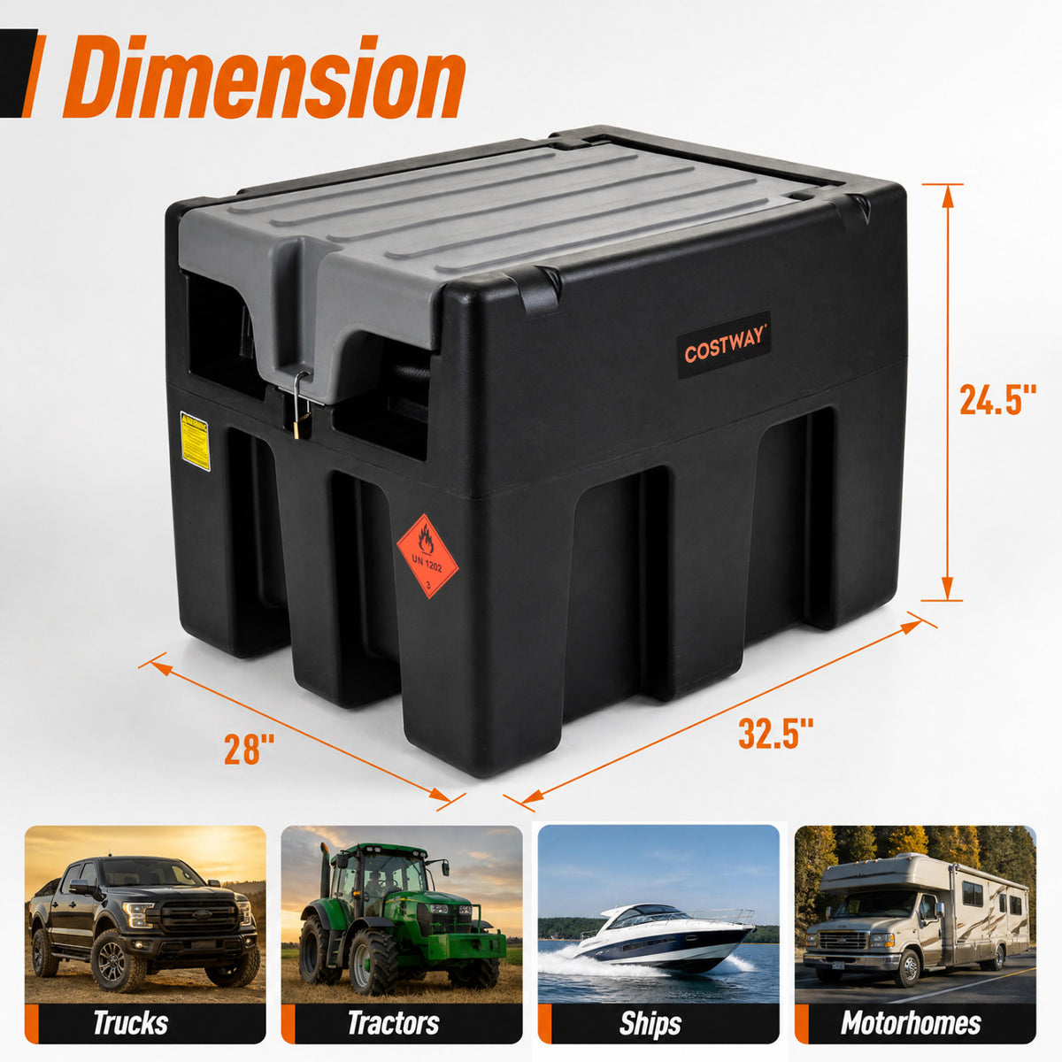 Portable Diesel Tank 53 Gallon with 13.2 GPM Flow Rate for Transportation-Black view 4