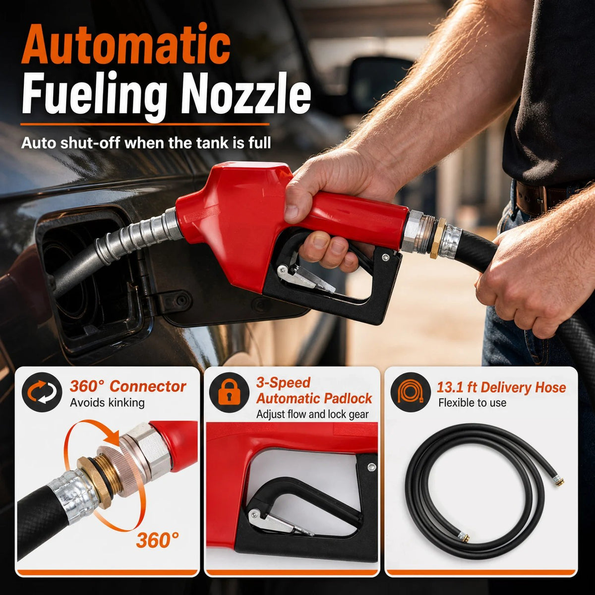 Portable Diesel Tank 53 Gallon with 13.2 GPM Flow Rate for Transportation-Black view 8
