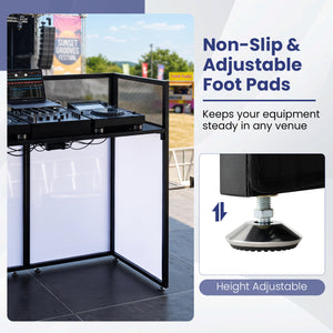 Portable DJ Booth with Adjustable Feet and Detachable Tabletop-Black view 7