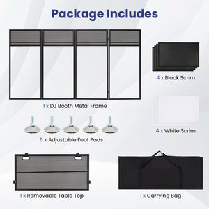 Portable DJ Booth with Adjustable Feet and Detachable Tabletop-Black view 9