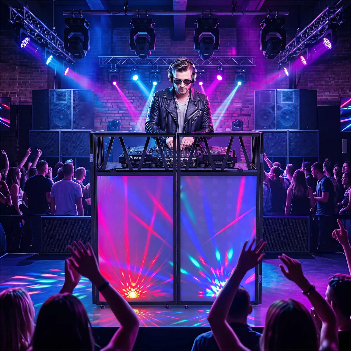 Portable DJ Booth with Black Scrims and Carrying Bag-Black view 2