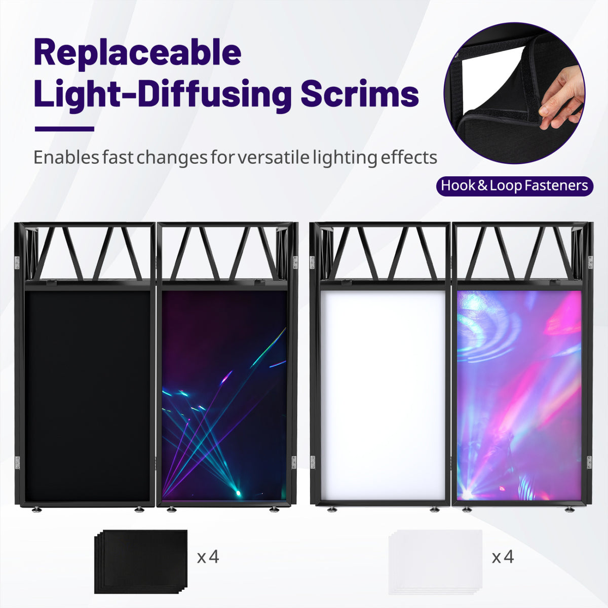 Portable DJ Booth with Black Scrims and Carrying Bag-Black view 4