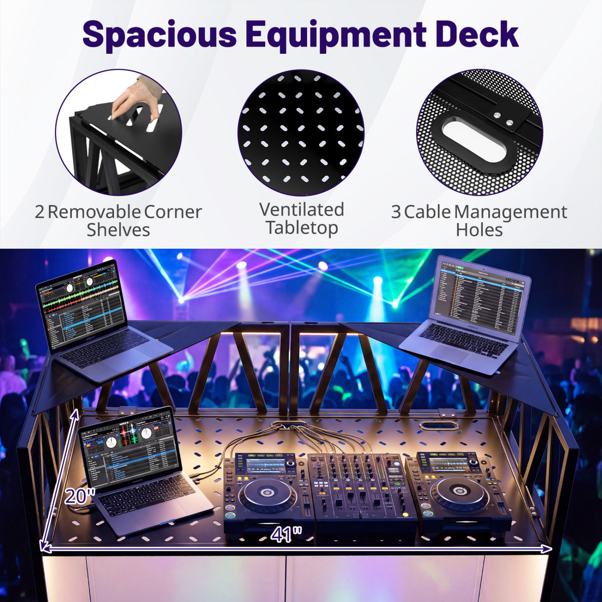 Portable DJ Booth with Black Scrims and Carrying Bag-Black view 5
