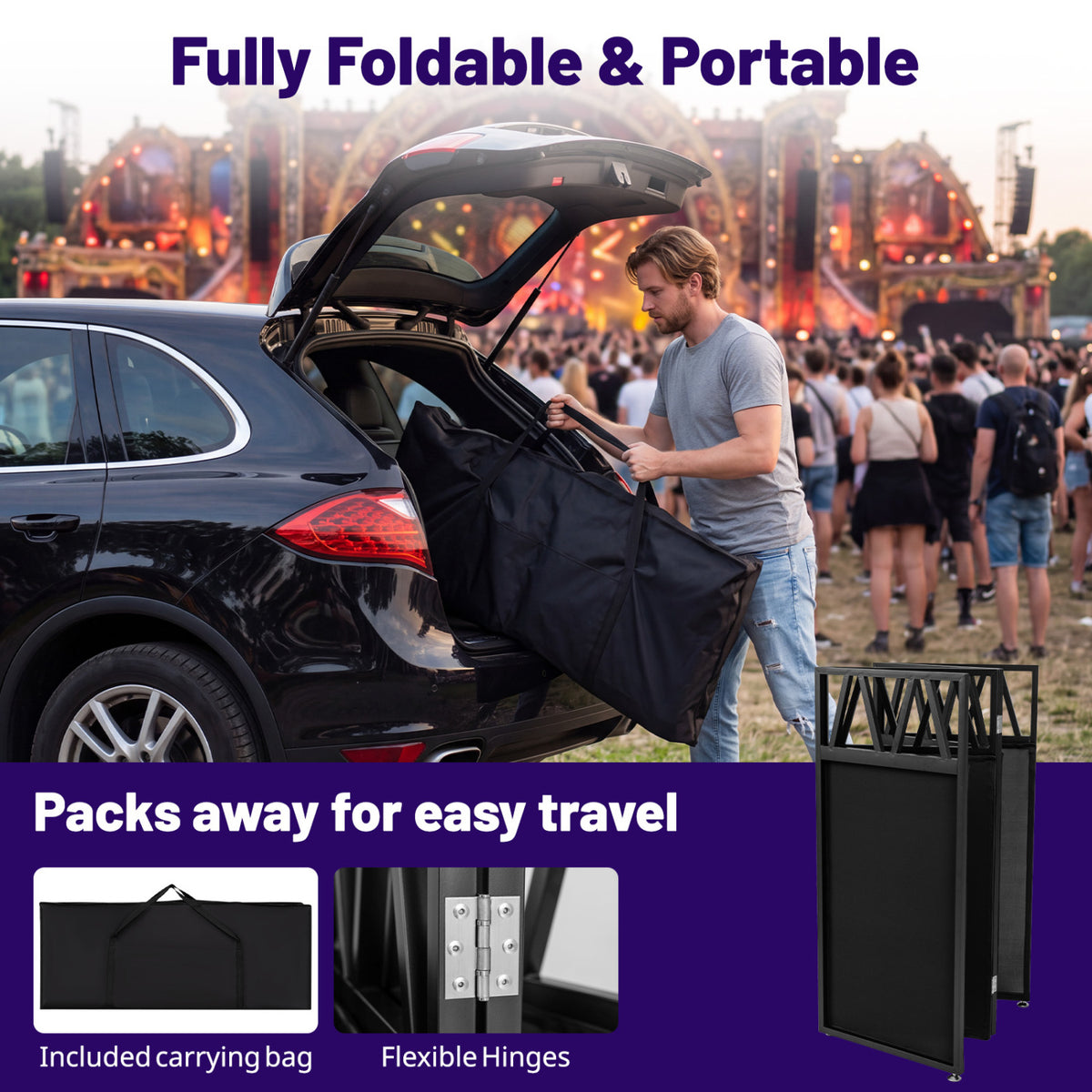 Portable DJ Booth with Black Scrims and Carrying Bag-Black view 6