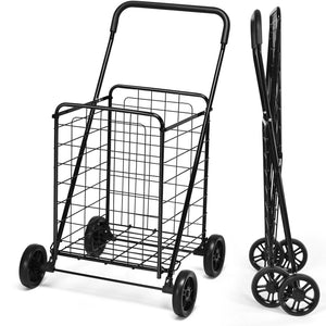 Portable Folding Shopping Cart Utility for Grocery Laundry-Black view 3