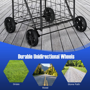 Portable Folding Shopping Cart Utility for Grocery Laundry-Black view 9