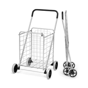 Portable Folding Shopping Cart Utility for Grocery Laundry-Silver view 7