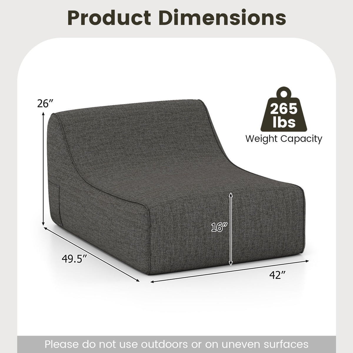 Portable L-Shaped Inflatable Lazy Sofa with Detachable Cover-Gray view 4