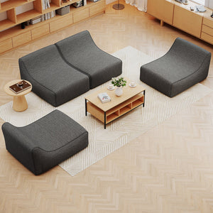 Portable L-Shaped Inflatable Lazy Sofa with Detachable Cover-Gray view 5