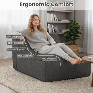 Portable L-Shaped Inflatable Lazy Sofa with Detachable Cover-Gray view 6