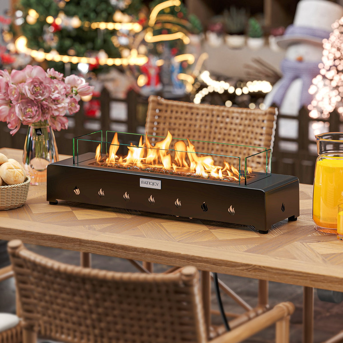 Portable Mini Fireplace with Wind Guard and Stainless Steel Burner view 2