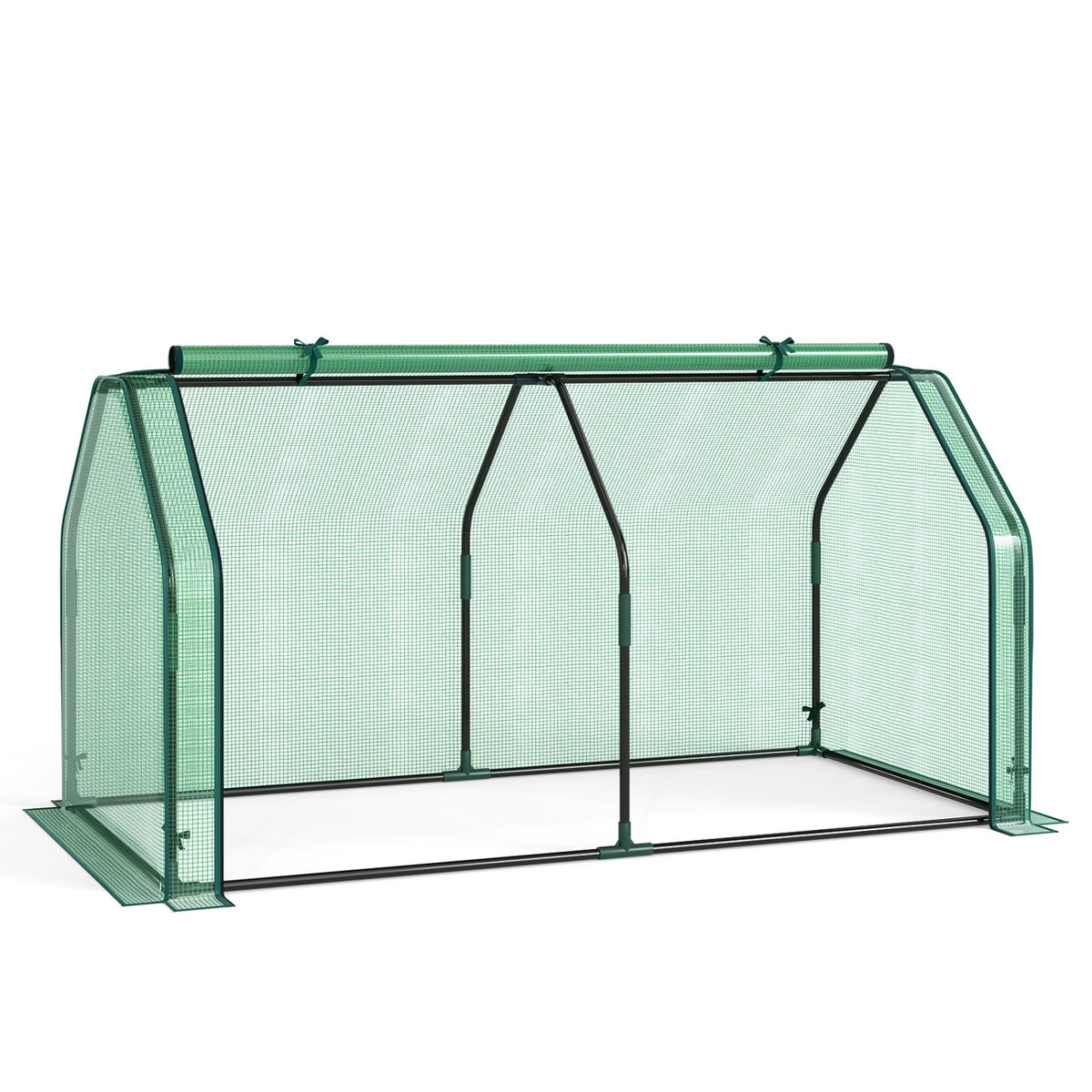 Portable Mini Greenhouse, Small Garden Greenhouse with PE Cover and Zippered Roll-up Door for Vegetables-Green