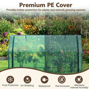 Portable Mini Greenhouse, Small Garden Greenhouse with PE Cover and Zippered Roll-up Door for Vegetables-Green view 6