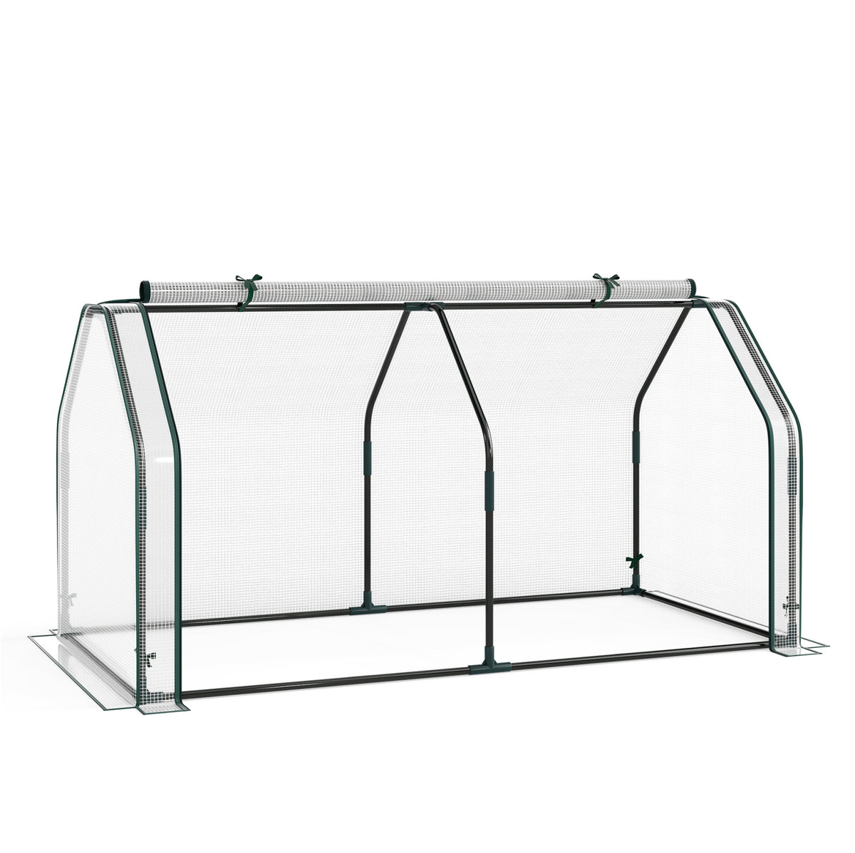 Portable Mini Greenhouse, Small Garden Greenhouse with PE Cover and Zippered Roll-up Door for Vegetables-White