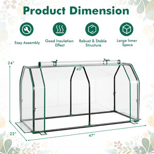 Portable Mini Greenhouse with PE Cover and Zippered Door for Vegetables-Green view 4