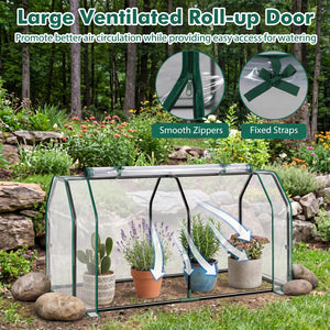 Portable Mini Greenhouse with PE Cover and Zippered Door for Vegetables-Green view 7
