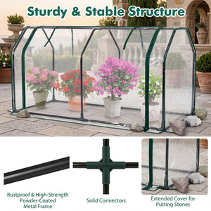 Portable Mini Greenhouse with PE Cover and Zippered Door for Vegetables-Green view 8