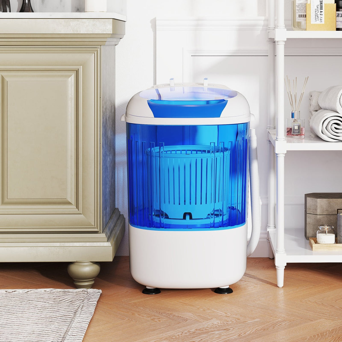 Portable Mini Semi-automatic Washing Machine with Spin Tub and Drain Hose 2.5 kg Capacity-Blue view 2