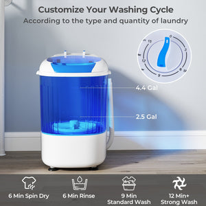 Portable Mini Semi-automatic Washing Machine with Spin Tub and Drain Hose 2.5 kg Capacity-Blue view 5