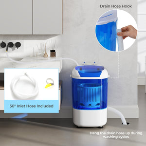 Portable Mini Semi-automatic Washing Machine with Spin Tub and Drain Hose 2.5 kg Capacity-Blue view 7