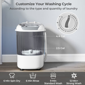 Portable Mini Semi-automatic Washing Machine with Spin Tub and Drain Hose 2.5 kg Capacity-Gray view 5