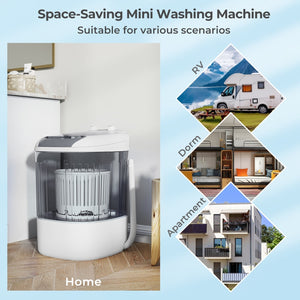 Portable Mini Semi-automatic Washing Machine with Spin Tub and Drain Hose 2.5 kg Capacity-Gray view 9