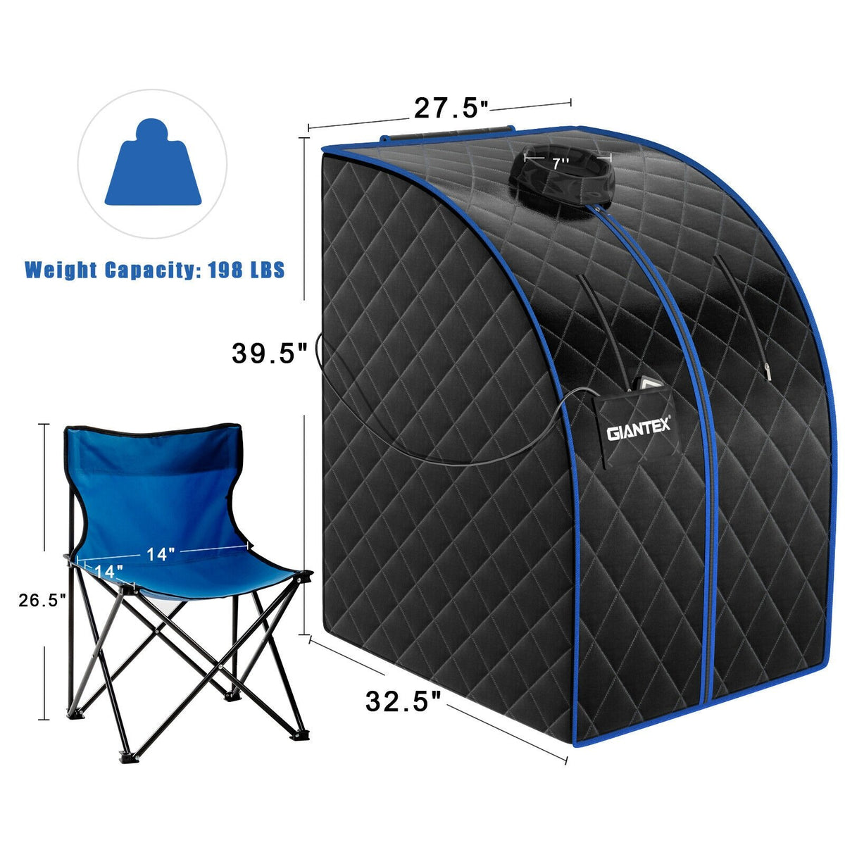 Portable Personal Far Infrared Sauna with Heating Foot Pad and Chair-Black view 5
