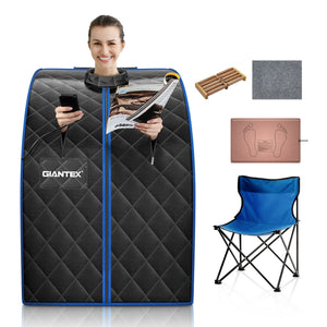 Portable Personal Far Infrared Sauna with Heating Foot Pad and Chair-Black view 6