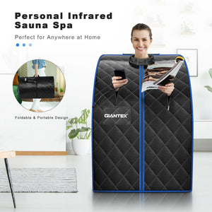 Portable Personal Far Infrared Sauna with Heating Foot Pad and Chair-Black view 7