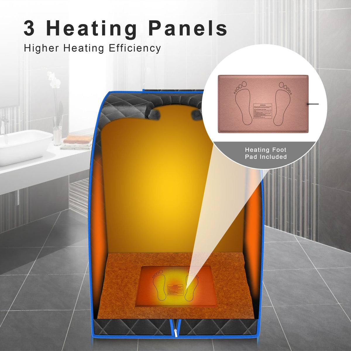 Portable Personal Far Infrared Sauna with Heating Foot Pad and Chair-Black view 9