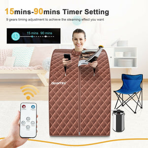 Portable Personal Steam Sauna Spa with 3L Blast-proof Steamer Chair-Coffee view 3