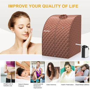 Portable Personal Steam Sauna Spa with 3L Blast-proof Steamer Chair-Coffee view 5