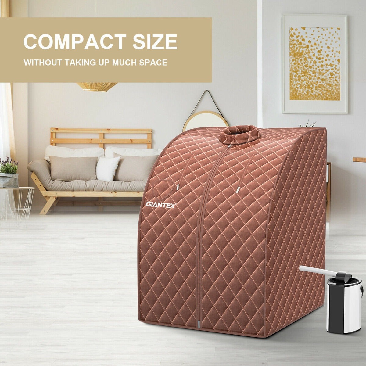 Portable Personal Steam Sauna Spa with 3L Blast-proof Steamer Chair-Coffee view 6