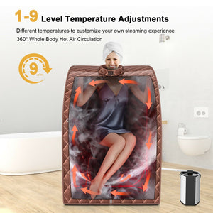 Portable Personal Steam Sauna Spa with 3L Blast-proof Steamer Chair-Coffee view 9