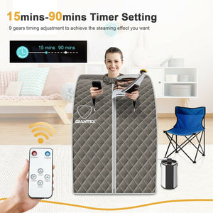 Portable Personal Steam Sauna Spa with 3L Blast-proof Steamer Chair-Gray view 3