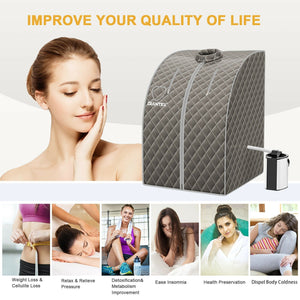 Portable Personal Steam Sauna Spa with 3L Blast-proof Steamer Chair-Gray view 5
