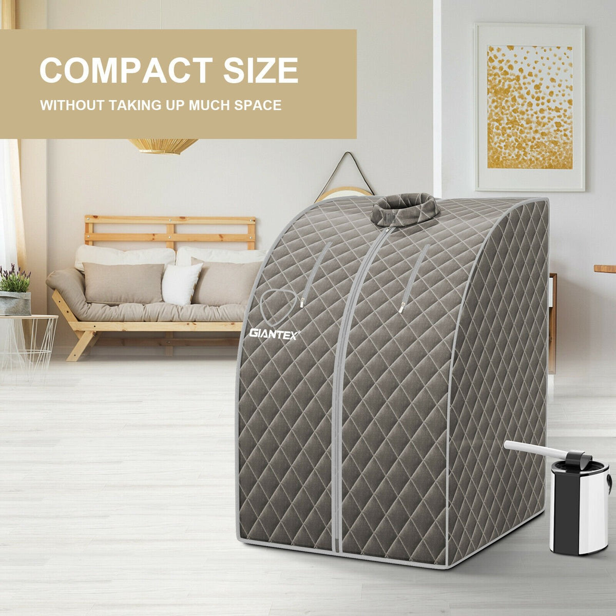 Portable Personal Steam Sauna Spa with 3L Blast-proof Steamer Chair-Gray view 6