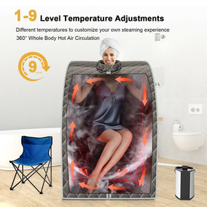 Portable Personal Steam Sauna Spa with 3L Blast-proof Steamer Chair-Gray view 9