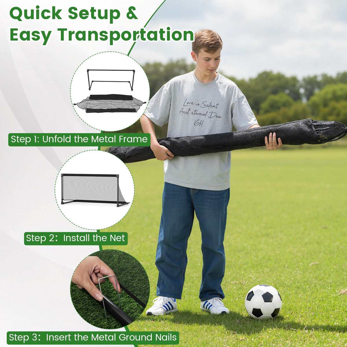 Portable POP Up Toddler Soccer Net with Metal Frame-L view 7