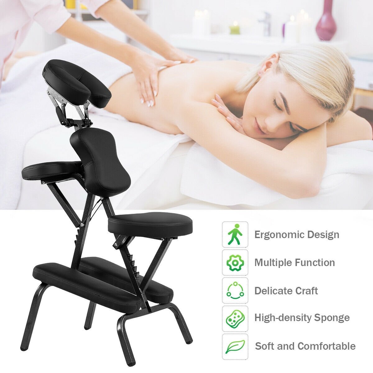 PU Leather Pad Travel Massage Chair with Carrying Bag view 5