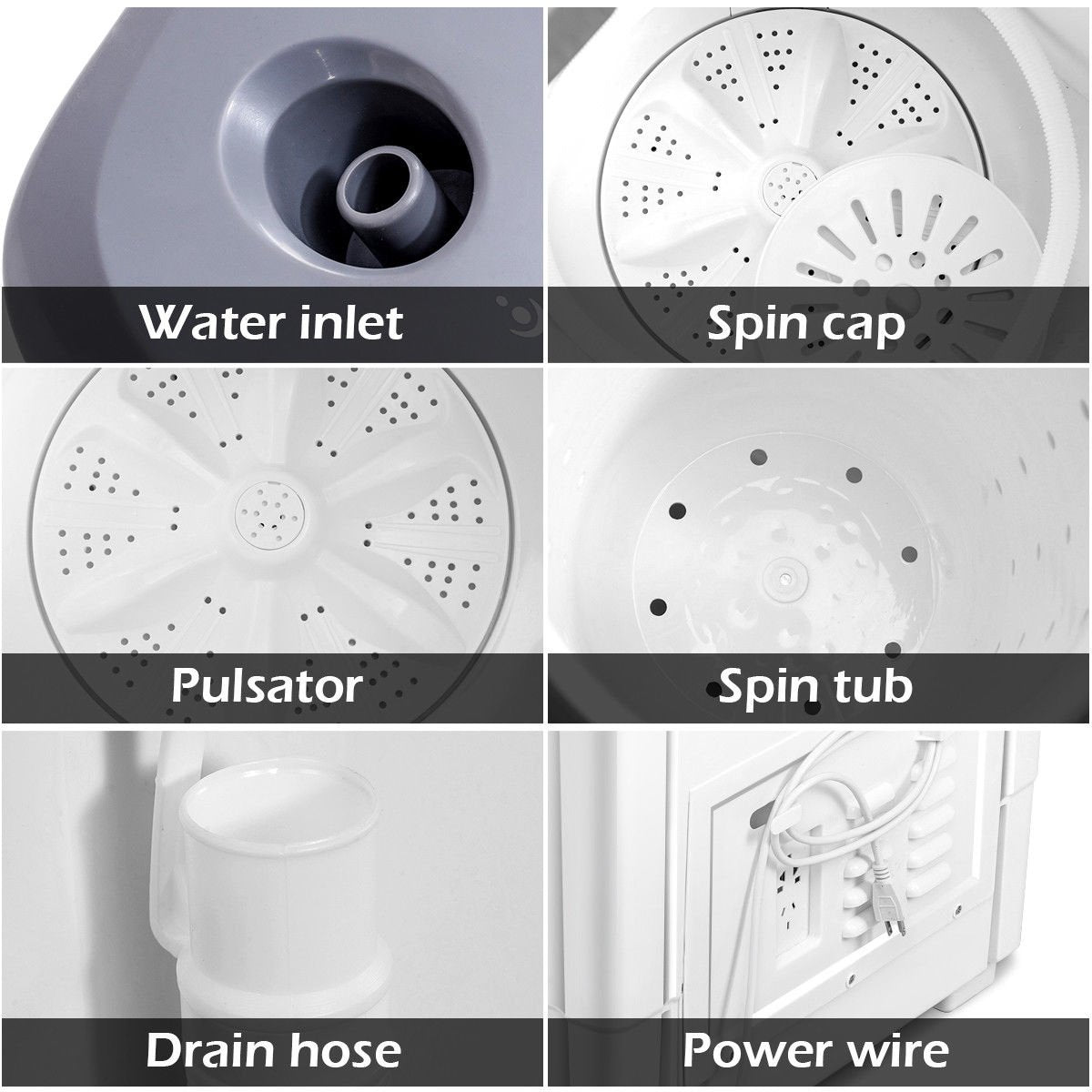 20 lbs Portable Semi-Automatic Twin-tub Washing Machine view 9