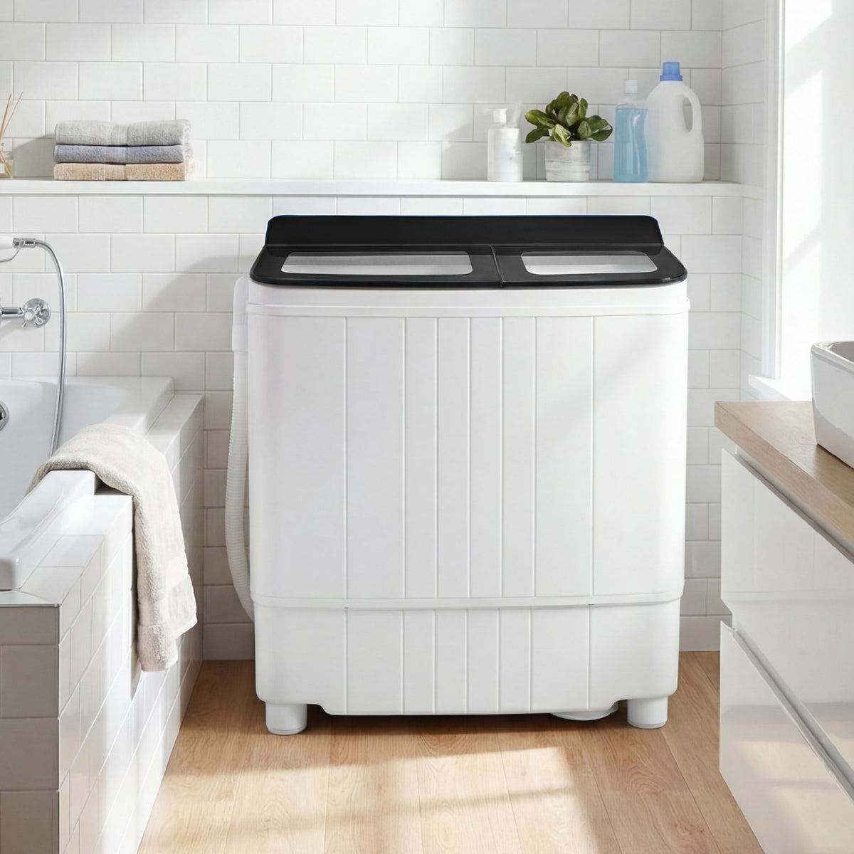 Portable Washing Machine 18 lbs Mini Laundry Machine with 11 LBS Washer-Black view 3
