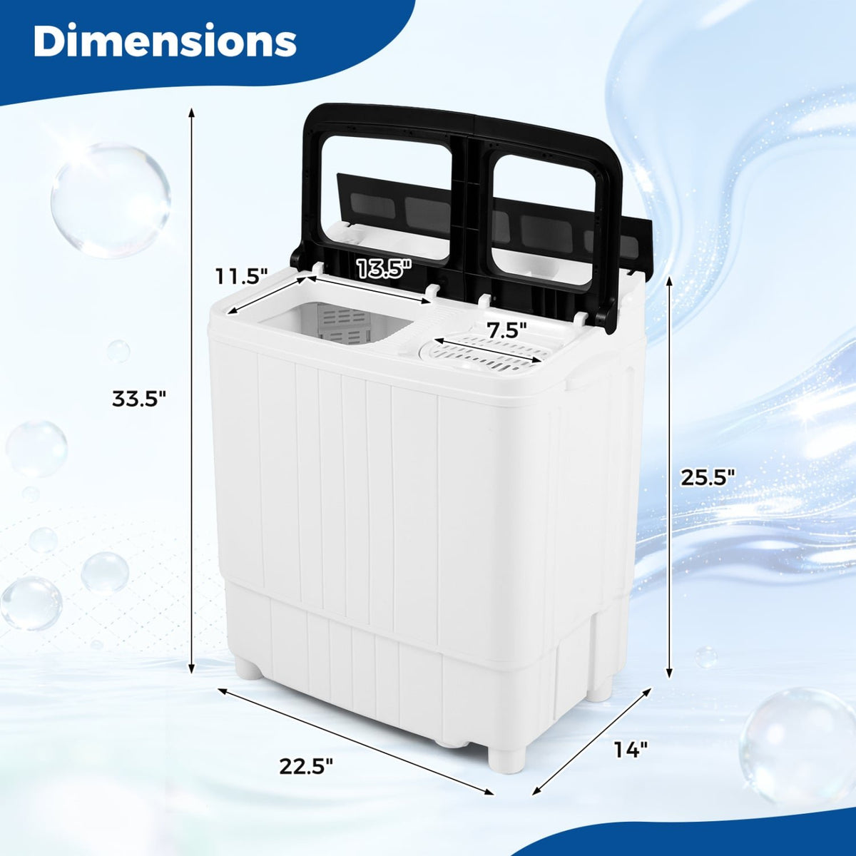 Portable Washing Machine 18 lbs Mini Laundry Machine with 11 LBS Washer-Black view 5